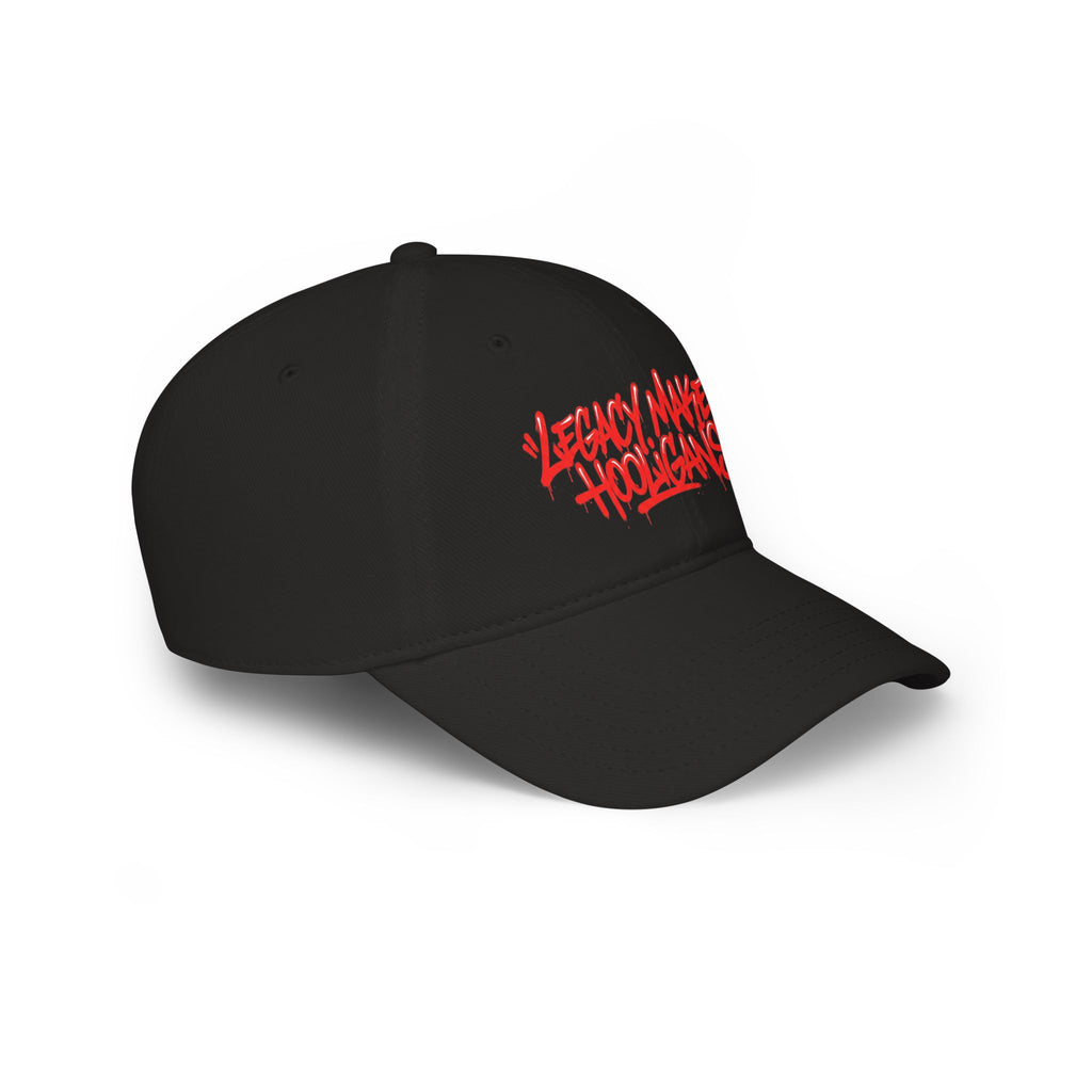 Low Profile Baseball Cap — "Legacy Maker Hooligans" Red Graffiti Hat