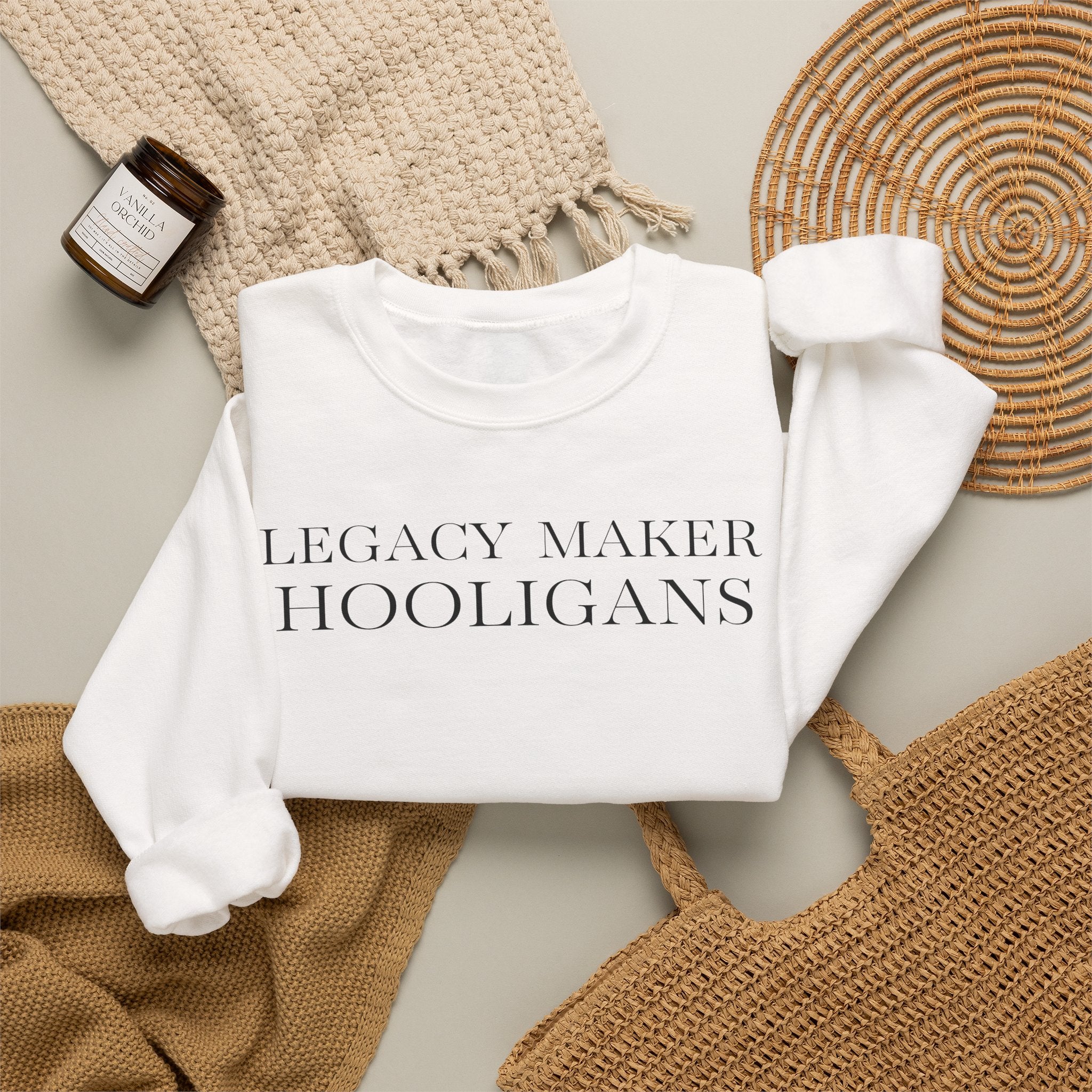Monogram Script Crewneck Sweatshirt — 'LMH' Elegant Minimalist Pullover