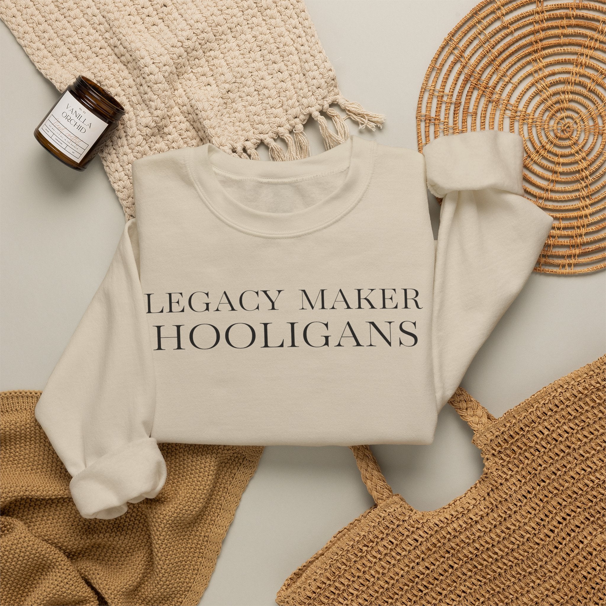 Monogram Script Crewneck Sweatshirt — 'LMH' Elegant Minimalist Pullover
