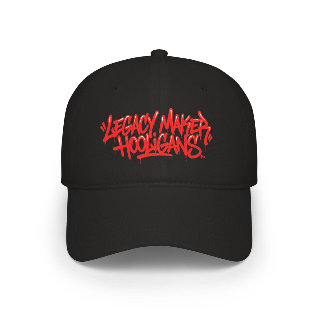 Low Profile Baseball Cap — "Legacy Maker Hooligans" Red Graffiti Hat